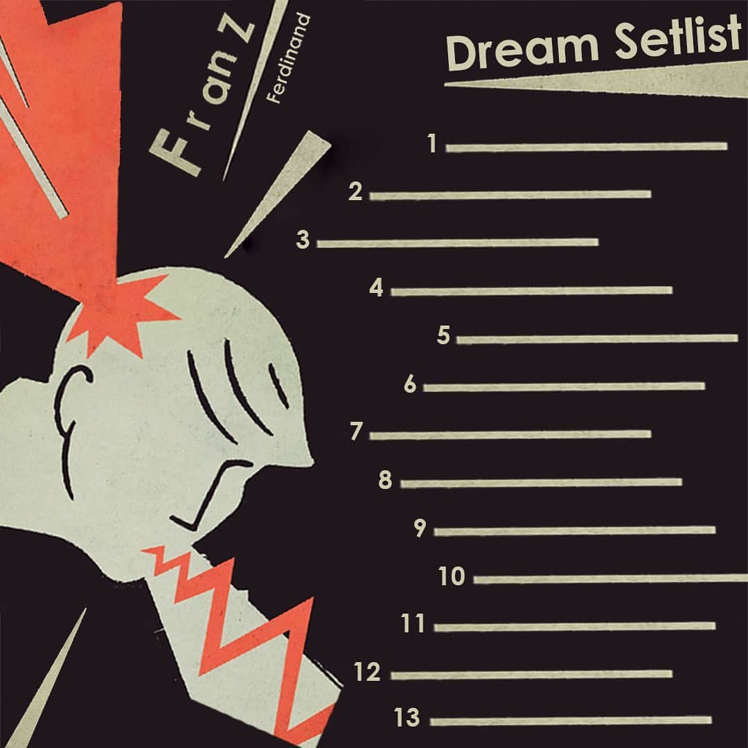 フランツ・フェルディナンドのインスタグラム：「What would your dream Franz Ferdinand setlist look like?  Use this template to design yours and share it with us.」