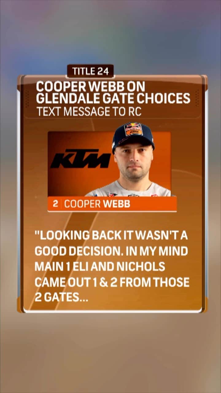 リッキー・カーマイケルのインスタグラム：「Spoke to the 2x 450 SX champ this week.  Wanted to see what his thought process was, starting on the outside like he did.  This is what he had to say.  Thoughts?」