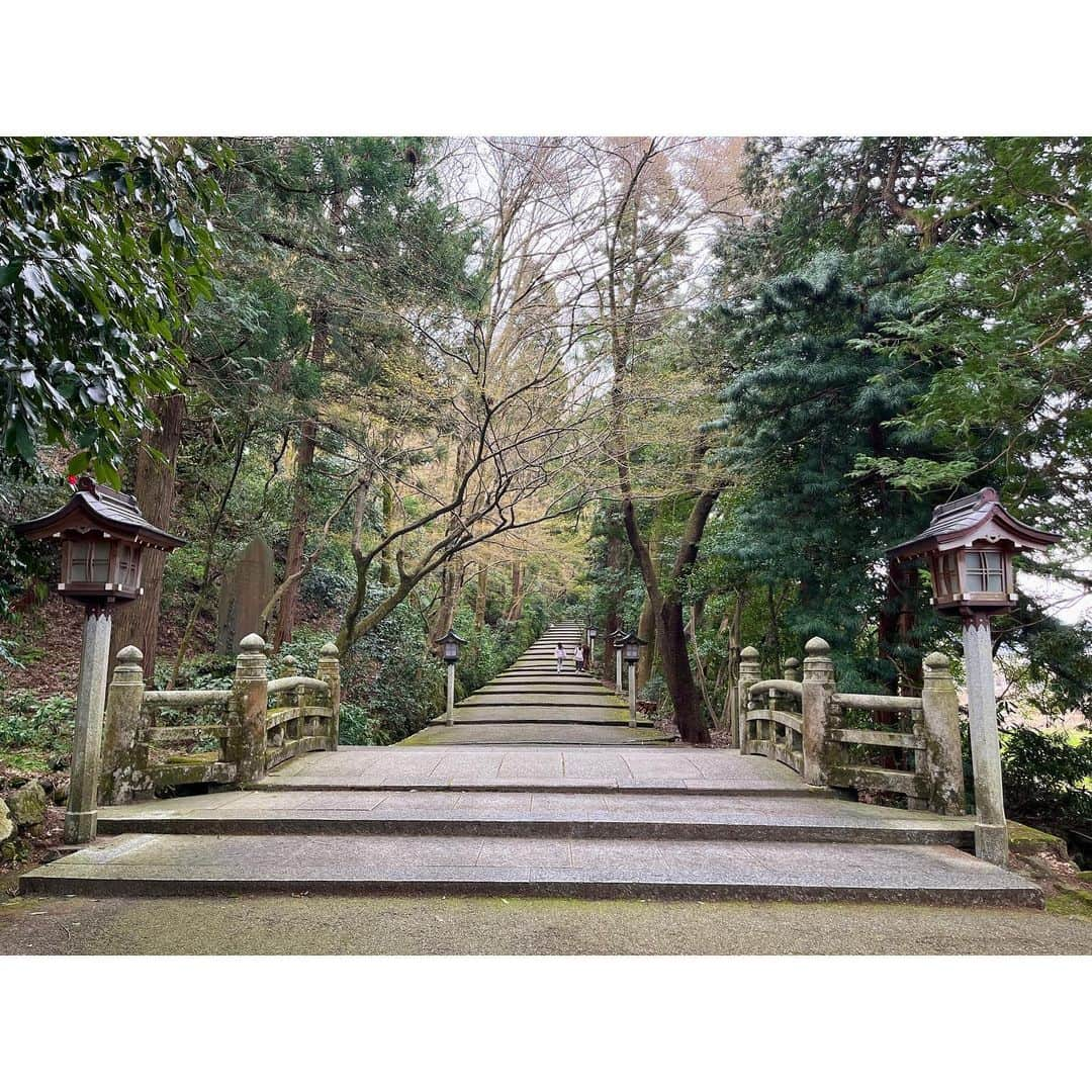 二見夕貴のインスタグラム：「. 白山比咩神社⛩🌿 ( しらやまひめじんじゃ )  霊峰 白山(はくさん)を御神体とする 白山神社の総本宮なんだって☺︎  -  はじめて金沢に行った時から ピックアップしつつもプランに入れられてなかった こちらに、ついに行ってきました🫶🏻  というか 前日に明日はここに行くって話をしてたら みんなで行こう！ってなったので 連れていってもらっちゃいました☺️🌸嬉  金沢のみんなと行けたから 行く前からご利益があった！！😍💫  ググるとパワースポット！と出つつも ご利益やおみくじが厳しいっていう記事もでてきたから すこしびびってたけど全然そんなこと感じなくて 自然豊かですごく好きな空気でした🫶🏻✨  参道かっこよすぎません？🌿. ° 京都の貴船神社に感じた好きと似てる🫶🏻  御神木は楠に出逢うことが多いんだけど ここはけやきでした🌳  ( swipe☞⑩ 動画に映ってる )  ⑤の私の後ろに写ってる木も凄まじい…✨  おみくじは凶ばかりって書かれてたけど ひとりも出なくて、 内容が細かくて新鮮だった◎  swipe☞⑨  奥には禊ぎ場があって、初めて見たかも！ なかなかないよね🤔？ある？  参拝中に雨が降ってきて、 前にTVで参拝中に雨が降ると良いって 見たことあったからラッキー💫と思いました🙌🏻  ---  写真載り切らないから省略するけど  一の鳥居の脇にある おはぎ屋さんってお土産屋さんに 珍しいソフトクリームがあって つぶあんおはぎとミックスされた ソフトクリームをいただきました🍦！  美味しかった😳 ミックスされてんの😳！( もう聞いたね ) 他にもそば茶ソフトクリーム、どぶろくソフトクリーム、 きなこおはぎソフトクリームとか色々あって それぞれ試してみたかったーっ！  おじちゃんが作り方見せてくれて 楽しかった👼🏻  あとこの近くに気になるお蕎麦屋さんがあったけど 定休日で行けなかったからまた行く🫶🏻  ---  ちょっと前に 神社との相性があるってことを知って 火水風土とかなんとか。 わたし水だと思い込んでたのに もっかい調べたら火でよくわかんなくて まあ好きって思ったのが相性良いんだろうな！ ってことにした☺️◎笑  箱根神社と貴船神社と伊勢神宮と 白山比咩神社もすき◎  たぶんつまり自然豊かな神社がすき！笑  -  白山比咩神社 ☝︎ 何故かへびのイメージ持ってたんだけど 全然関係なかった🙃笑  #japaneseshrine #kanazawatrip #shirayamahimeshrine #白山比咩神社 #金沢ドライブ #金沢旅 #パワースポット #禊の雨 #曇ってたけどね🙂 #ポジティブ」