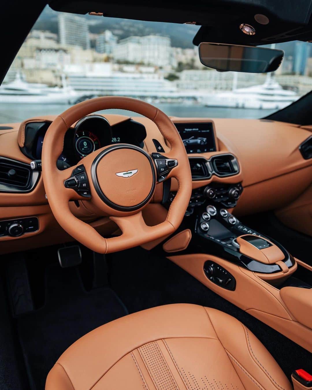 アストンマーチンのインスタグラム：「Where thrill and elegance converge.   Vantage Roadster meets the streets of Monaco.  @astonmartinmonaco #AstonMartin #Vantage #THRILLDRIVEN」