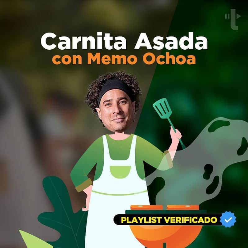 のインスタグラム：「Prende el asador y prepárate para disfrutar la playlist de ‘Carnita Asada’ 🍖🎶 que Memo Ochoa hizo para disfrutar esos domingos en familia ¡y que empiece la fiesta! #NoMemoNoParty #CarnitaAsada」