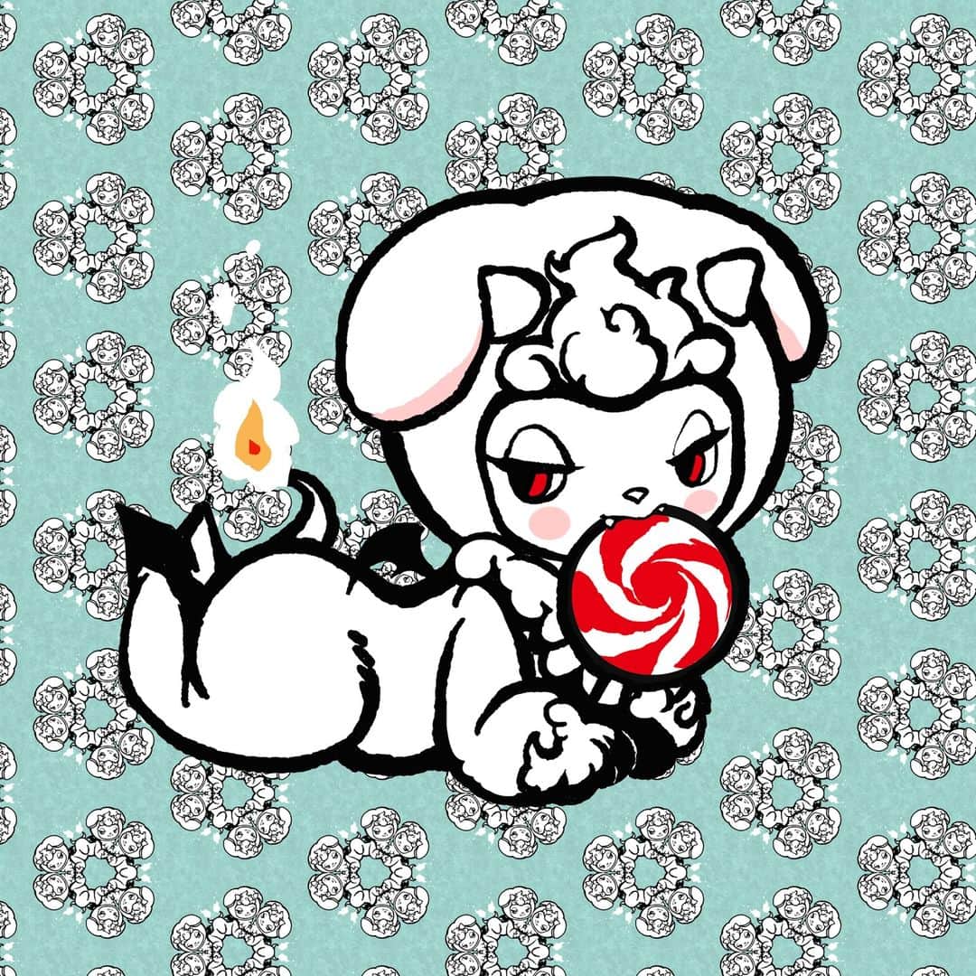 加倉井ミサイルのインスタグラム：「『ねえ❤︎くるくるキャンディがほしい🍭』 『はい🍭』 …＃illustration #ワルミミ」