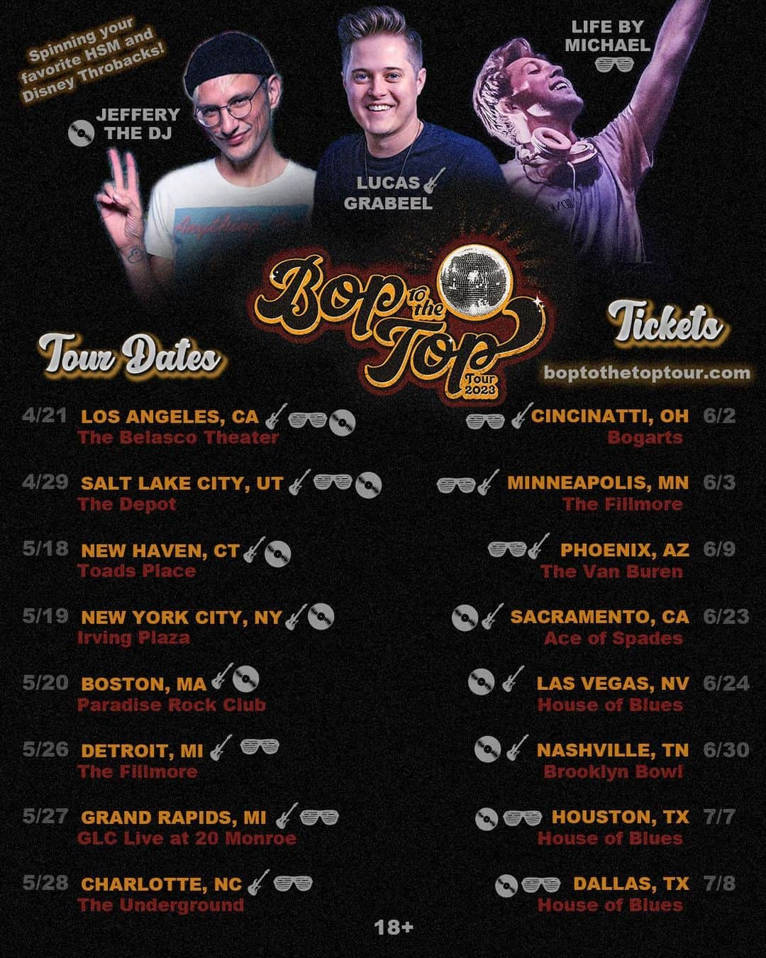 ルーカス・グラビールのインスタグラム：「We're hitting the road! (Now with correct venues!) Can't wait to Bop with all of you!  Tix- boptothetoptour.com @boptothetoptour @jefferythedj @lifebymichael #sharpaymademe」