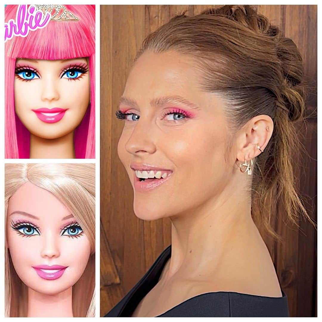 JO BAKERのインスタグラム：「T E R E S A • P A L M E R 🇦🇺 Barbie wings… #neon #pink on #teresapalmer for @dior event in LA ✨ Inspired by all the fun @barbie movie content I’ve been seeing on the gram. I’m ready for an entire pink on pink on pink overload ove the next few weeks as we wait for this movie to drop!!  💘 Hair @barbdoeshair  Makeup by me #jobakermakeupartist using @bakeupbeauty #neon #micropalmpalette  #makeup #makeupartist #makeupoftheday」