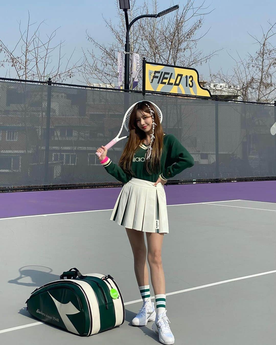 ハン・ボルムのインスタグラム：「#테니스 #내일은위닝샷 새싹대표 화이팅! 🌱」