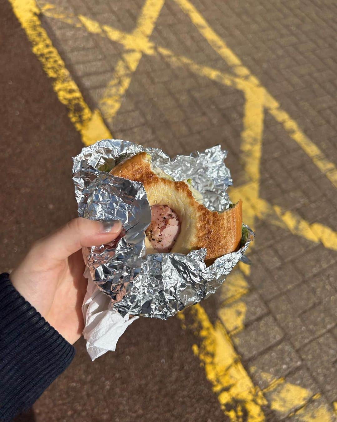 新関碧のインスタグラム：「手作りハムアボカドチーズベーグル🥯」