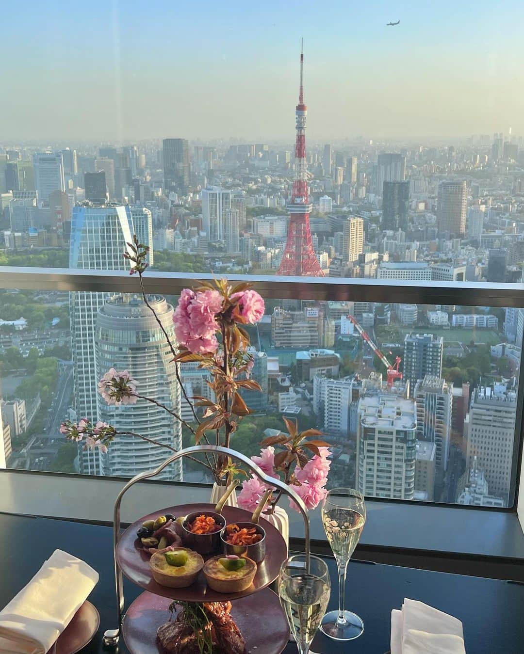 宮田綾子さんのインスタグラム写真 - (宮田綾子Instagram)「🌸 アンダーズ東京 ルーフトップ バー 「夜桜プレミアムビュープラン」🥂 お披露目会にお招きいただきました🌸  52階テラスからの景色は素晴らしくて、東京タワーや桜を眺めながらシェフ特製のメニューのお料理やペリエ ジュエ グラン ブリュットのフリーフロー付で楽しめます🗼  @andaztokyo  2023年4月14日(金) ～ 2023年4月30日(日)   素敵なひとときをありがとうございました💗  #アンダーズ東京 #虎ノ門ヒルズ #虎ノ門グルメ #虎ノ門 #ライフスタイルホテル #ラグジュアリーホテル #夜桜 #ディナー #夜桜ディナー #シャンパン #桜 #ペリエジュエ #ペリエジュエグランブリュット #ホテルバー #andaztokyo #toranomonhills #hotelbar #cherryblossom #pr #東京タワー #東京タワー夜景」4月15日 8時55分 - ayako__miyata
