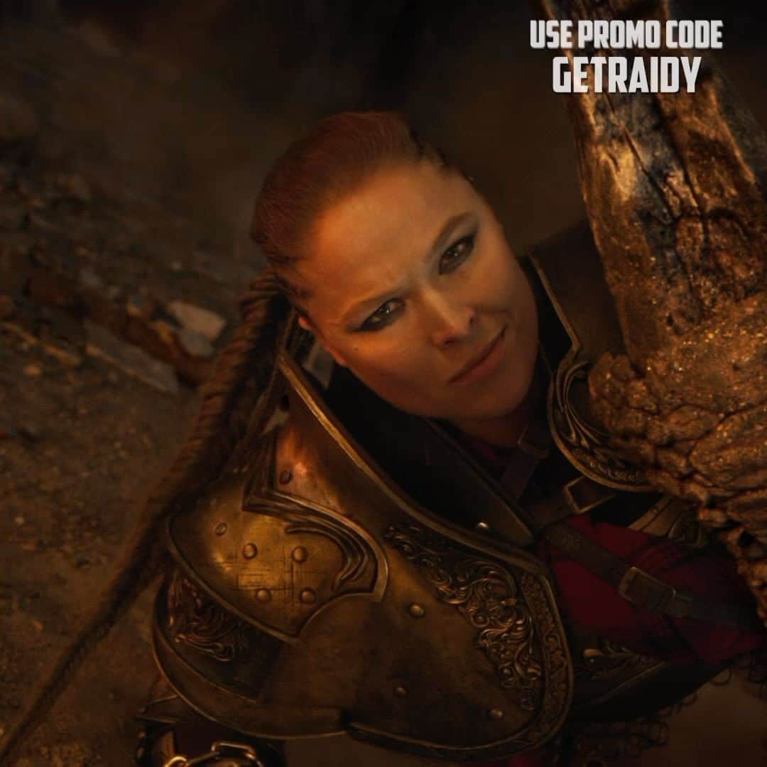 ロンダ・ラウジーのインスタグラム：「Baddest woman on the planet? Check. Baddest champion in RAID: Shadow Legends? Check. There are many ways to come up victorious, make them submit to your rule. Things are about to get Rowdy in @raidrpg. Use promocode GETRAIDY and play now → plrm.info/rondaraid」
