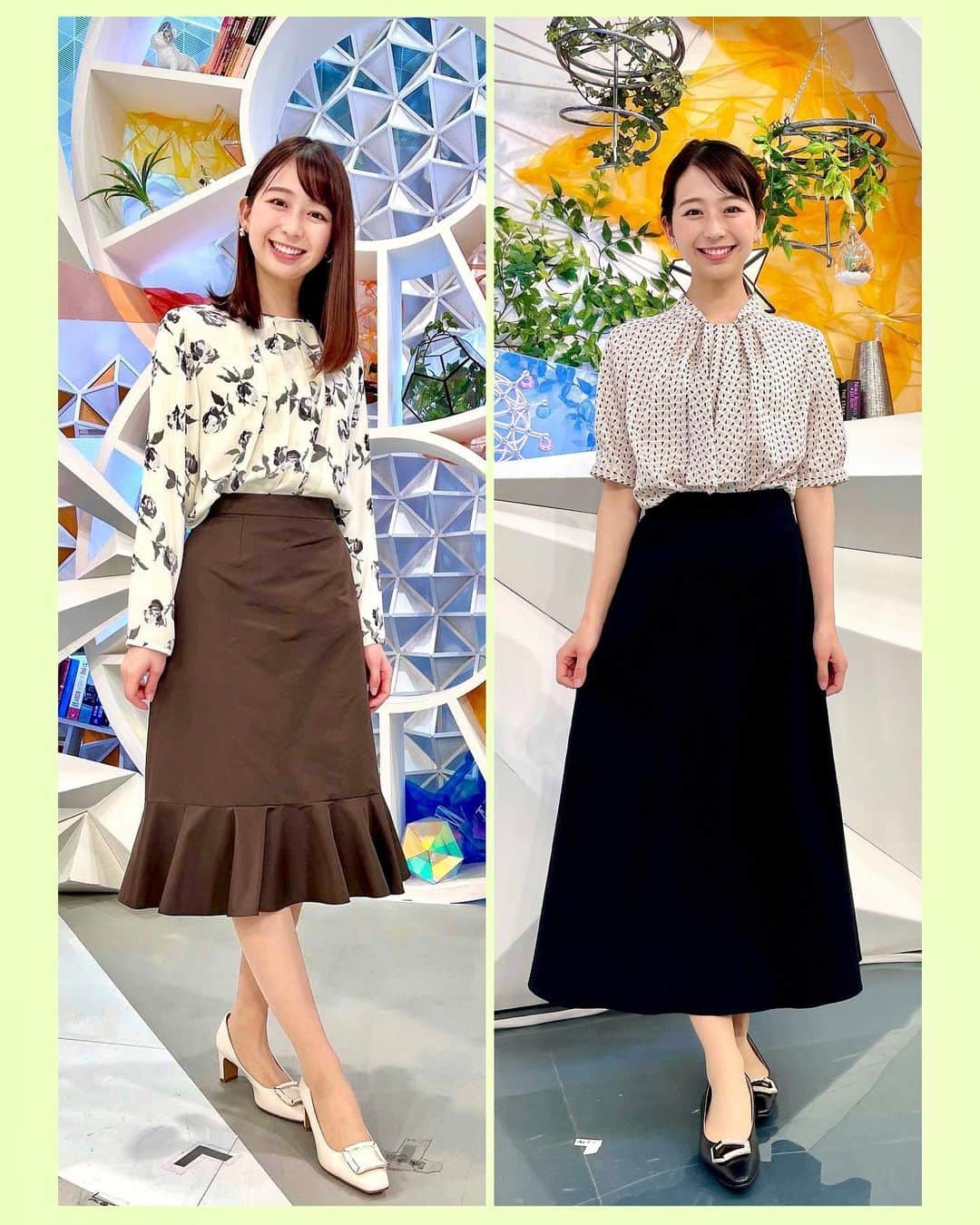 小室瑛莉子のインスタグラム：「今週のめざまし8の衣装です👗👒   #めざまし8  #衣装」