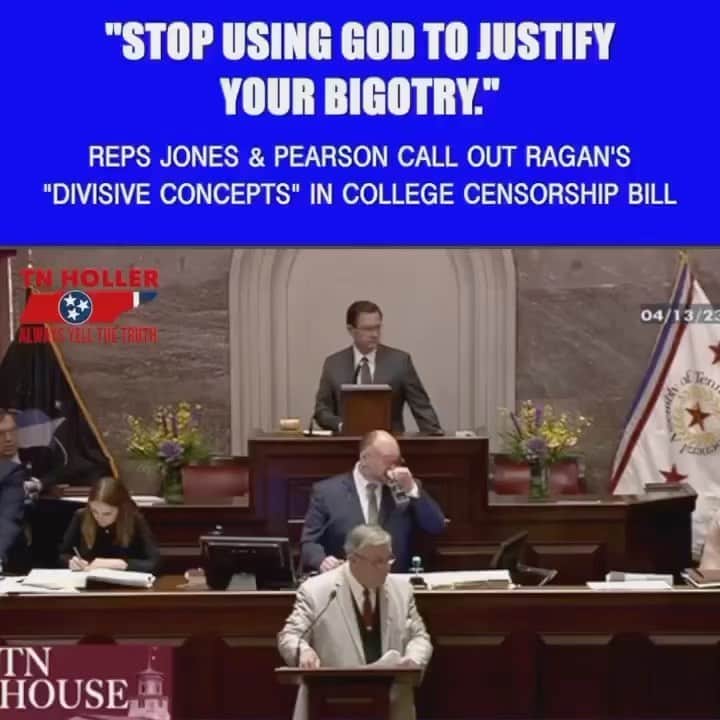 アリミ・バラードのインスタグラム：「Putting in WORK!!!!!!   #Repost w/ @joyannreid This is what’s happening in #tennessee … racist #republicans of the modern day confederacy are passing whatever bill they l like using their supermajority to bury the racist history that allows them to be in charge in the first place.  Repost from @thetnholler • WATCH: “Stop using God to justify your bigotry.”   Wasting no time getting back to work, reinstated Reps @brotherjones_ & @justinjpearson powerfully called out Ragan’s bill to to censor “divisive concepts” at Tennessee’s colleges.」