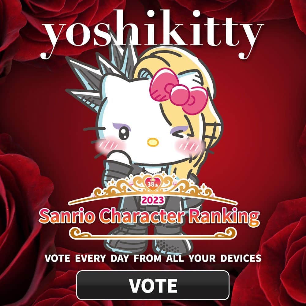 のインスタグラム：「Please support #yoshikitty in the 2023 #SanrioCharacterRanking! VOTE EVERY DAY from all your devices until May 26!   https://ranking.sanrio.co.jp/en/characters/yoshikitty/  #HelloKitty x #YOSHIKI #teamyoshikitty #チームyoshikitty #Sanrio  @yoshikiofficial」