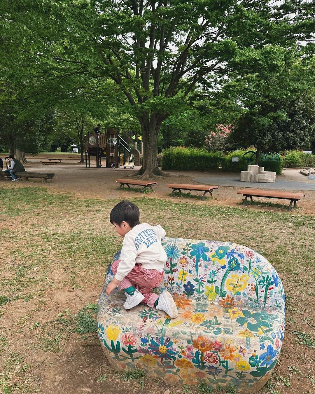 のインスタグラム：「最近の写真たち🎞🌿 ちなみに4枚目はバリカンが恐くて泣いてる図😂  #momofboys#momlife#dayoff#休日#休日の過ごし方#ママライフ#男の子ママ#新米ママ#こどものいる暮らし#公園フォト#子育てママ#昭和記念公園#おでかけコーデ」