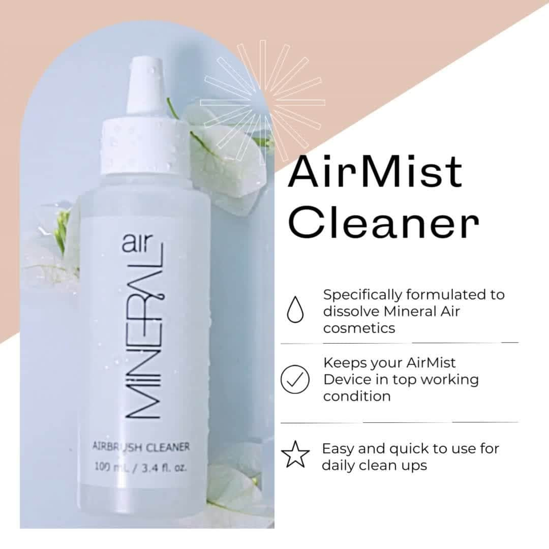 Mineral Airのインスタグラム：「The unsung hero of a professional airbrush makeup routine: the AirMist Cleaner ✨  No makeup routine is complete without the AirMist Cleaner. With regular use, this amazing cleaning agent will help maintain the life of your AirMist gun and keep it working optimally for years to come. Incorporate this essential tool into your makeup routine for flawless finishes every time!  Buy online (link in bio) or at your nearest @NeimanMarcus or @IndieBeautyMarket」