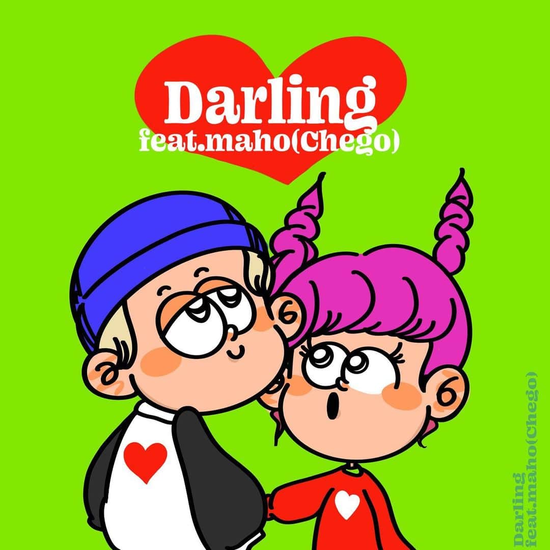 Pirakoのインスタグラム：「"Darling" Soala  feat.maho(Chego)   ジャケット担当させていただきました！💌❤️  最高に激可愛な楽曲なので 是非チェックしてくださいな❇️  @soala_official  @02maho21  ありがとうございました🥹🫶」