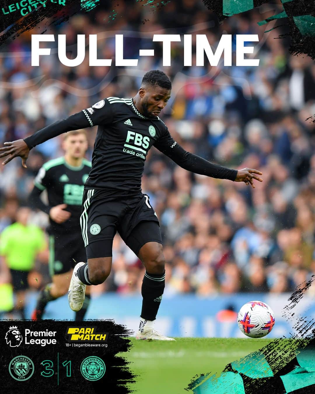 レスター・シティFCのインスタグラム：「It's defeat in Manchester despite an improved second-half performance.  #MCILEI」