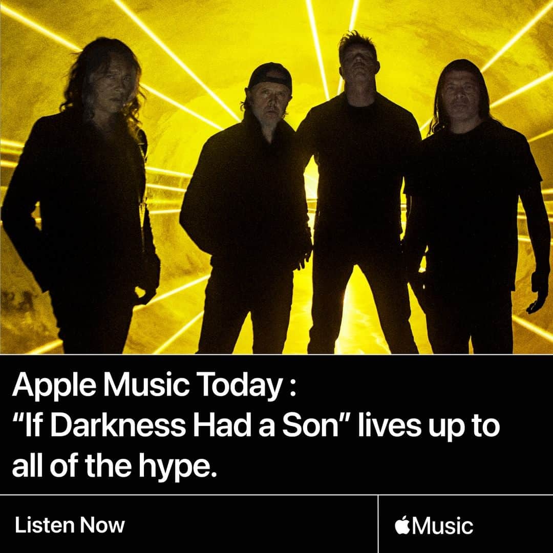 メタリカのインスタグラム：「You waited and now it’s finally here! #AppleMusicToday spotlights “If Darkness Had a Son” in honor of the release of #72Seasons. LINK IN BIO」