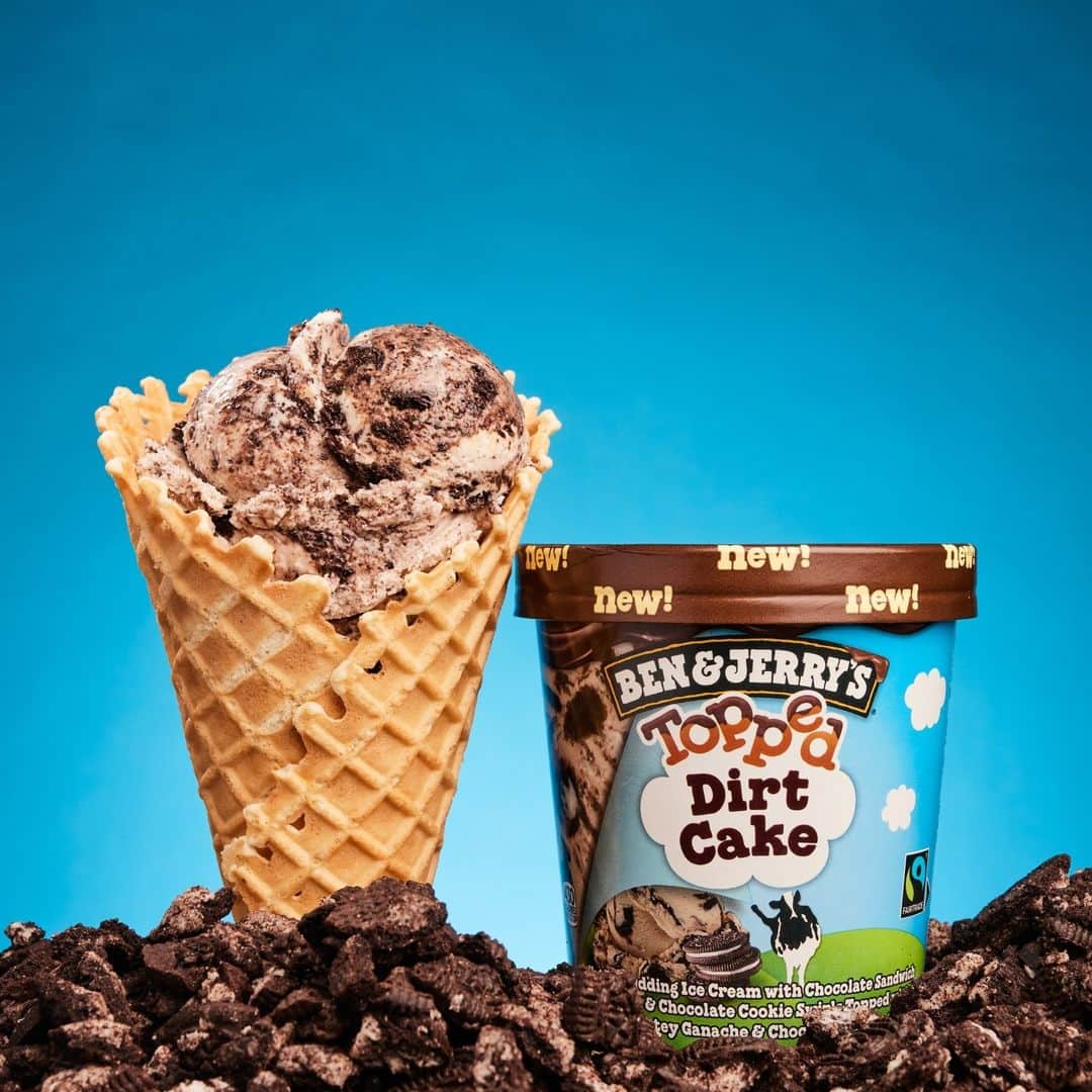Ben & Jerry'sのインスタグラム：「Go ahead, play in the dirt. (Just make sure you grab a napkin.) 🪴  Look for Dirt Cake ice cream at your nearest Scoop Shop. Link in our bio!」