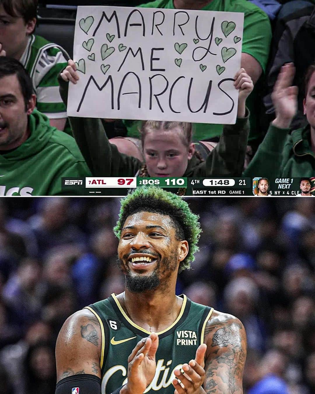 スポーツセンターのインスタグラム：「This Celtics fan’s sign 🤣🤣🤣」