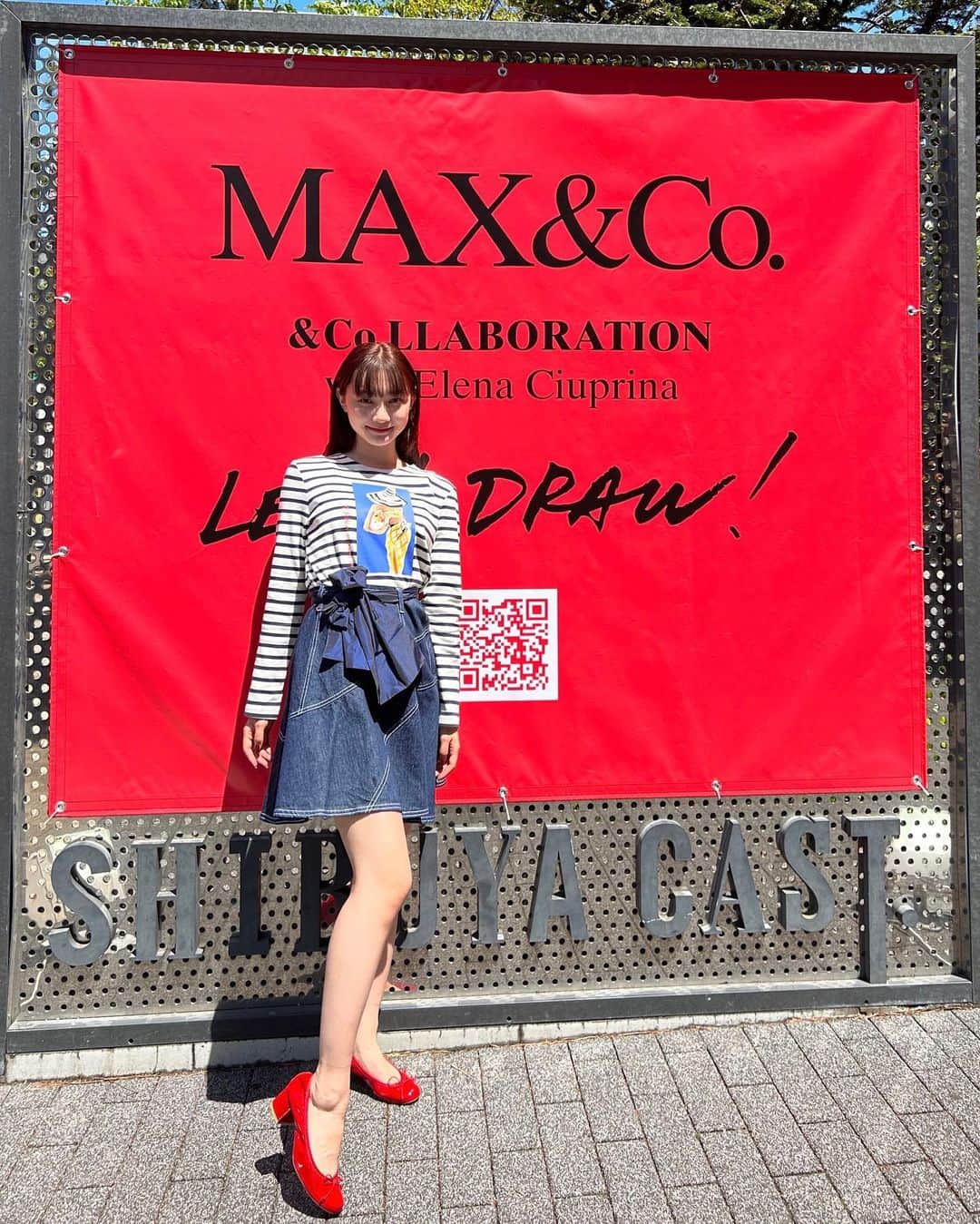 新野尾七奈のインスタグラム：「⛱❤️MAX&Co. popup event👒🌊❤️ お邪魔してきました〜♡ 新作カプセルコレクション「LET'S  DRAW!」発売に先駆け、 渋谷と代官山にて4月15日〜週末限定4週連続で開催中だよ♡ 素敵な空間だった〜🚌 キャンペーンでお花を頂けたり..💐  是非遊びに行ってみてね！ @maxandco #マックスアンドコー #maxandco#CoLLABORATION」