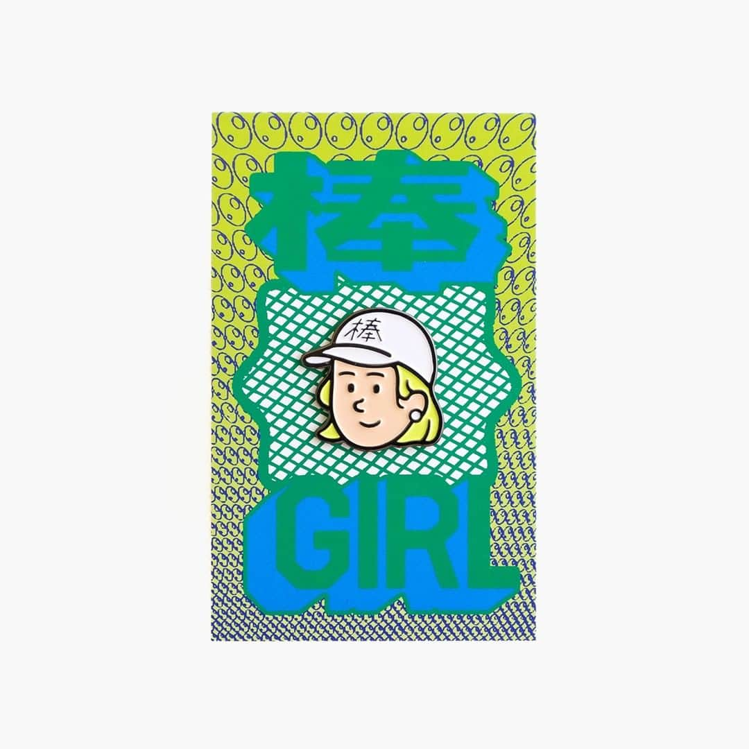 岡村優太のインスタグラム：「"棒GIRL" pins  Product : VOU @voukyoto Package Design : Mieno Ryu @mienoryu Illustration : Okamura Yuta @okamurayuta  #voukyoto #pins」