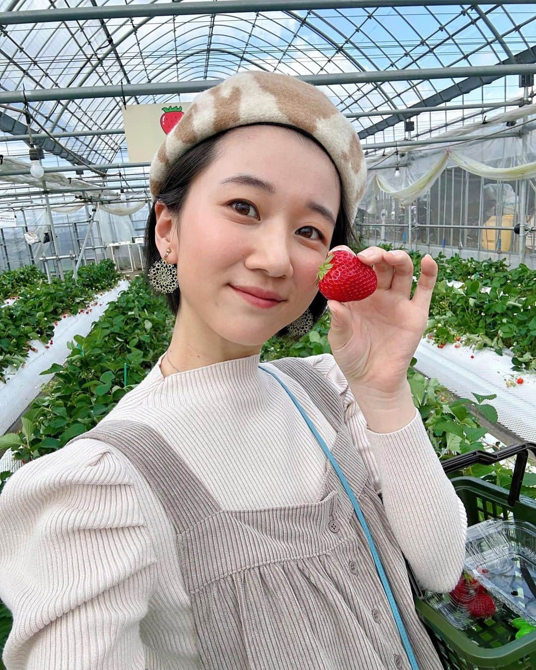 太田唯さんのインスタグラム写真 - (太田唯Instagram)「. いちご狩り楽しかった 🍓 小学生の頃、栽培委員だったんだ👩‍🌾  . #いちご狩り #春コーデ #spring」4月16日 18時31分 - yuiohta.official