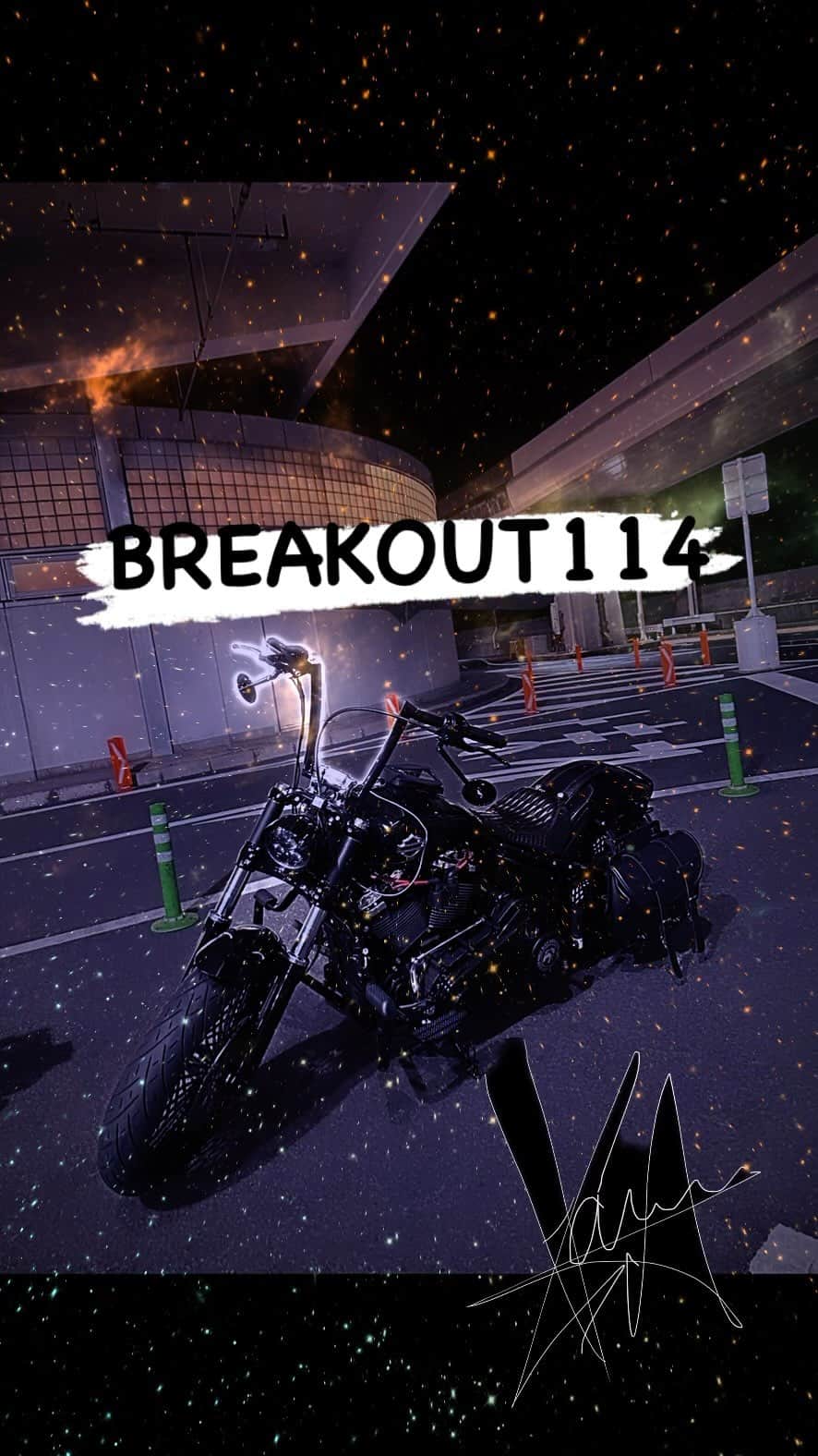 花村想太のインスタグラム：「MY BIKE！かっけー。 #da_ice #breakout114 #ブレイクアウト114 #HarleyDavidson #blackhorse #花村想太」