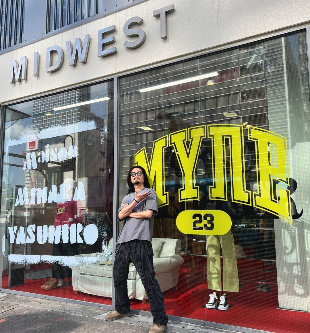 kojiのインスタグラム：「. MYne & Maison MIHARAYASUHIRO POP UP at MIDWEST NAGOYA  POP UP期間 4/15(土)〜4/30(日)  店舗情報 MIDWEST NAGOYA @midwest_ngm  @midwest_official  愛知県名古屋市中区錦3-17-11 052-953-1870  名古屋の方々は是非この期間に見にいらしてください！！😌」