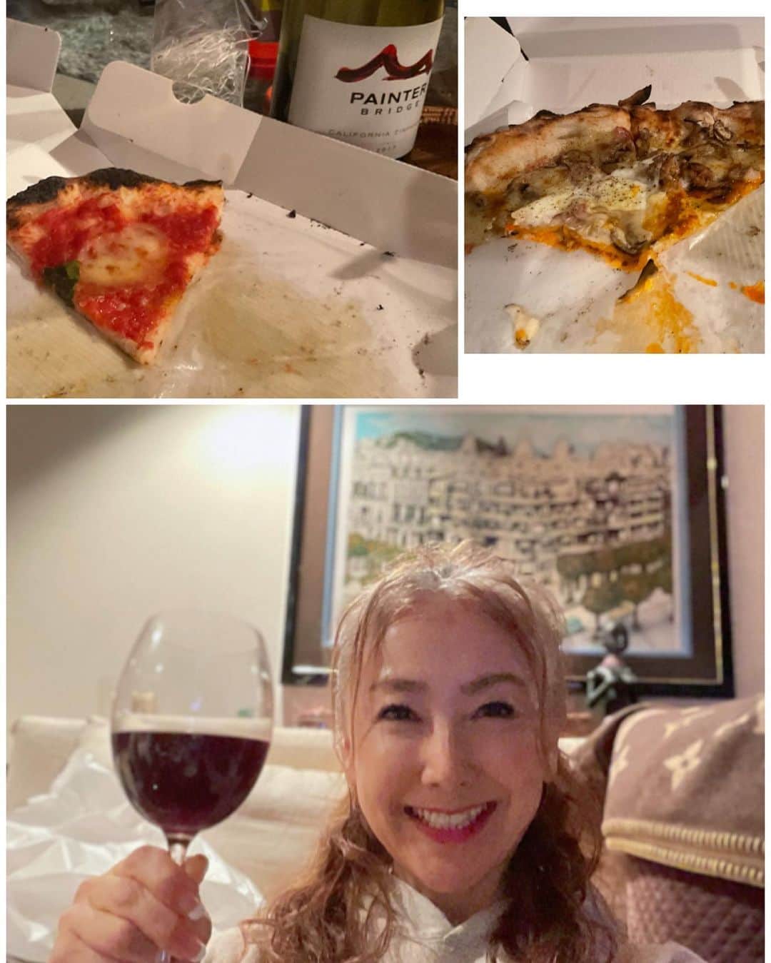 のインスタグラム：「今日からジムに。 先月30年通ったジムが閉館になり、さらには１ヶ月間のバタバタで、有酸素運動も筋トレも、ピィラティス、ヨガ、サウナ、水風呂、、、なーんにもできなかった。体幹が、、、ヤバッ∑(ﾟДﾟ) さあ今日から再起動！ ٩( 'ω' )و  体づくりが生きる基本！ ホットスタジオでのヨガ活のあとに、「日曜だから〜」とピザと赤ワイン。 あっりゃー💦プラマイゼロだワ〜」