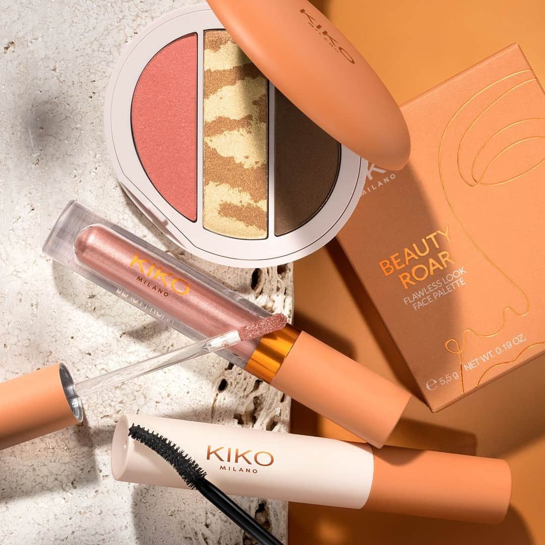KIKO MILANOさんのインスタグラム写真 - (KIKO MILANOInstagram)「We want them all! 😍 Try our new #KIKOBeautyRoar products and go crazy with creating amazing new looks! Now in stores and online 🧡 ⁣ *Arriving soon in the US⁣ ⁣ #KIKOMilano #newmakeup #facepalette #liquideyeshadow #volumizingmascara ⁣ ⁣ Flawless Look Face Palette 02 -  Metallic Liquid Eyeshadow 03 - Volumizing And Curling Effects Mascara 02⁣ ⁣」4月16日 20時00分 - kikomilano