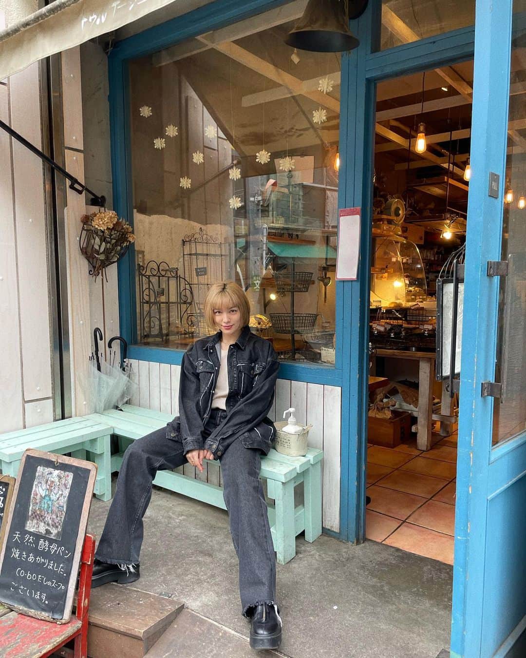 ステファニーのインスタグラム：「🦝🐾 いつかのお洋服。 セットアップだいすき。 デニムだいすき。 Thank you @xgirljp #love #fashion #denim #xgirl #低身長コーデ」