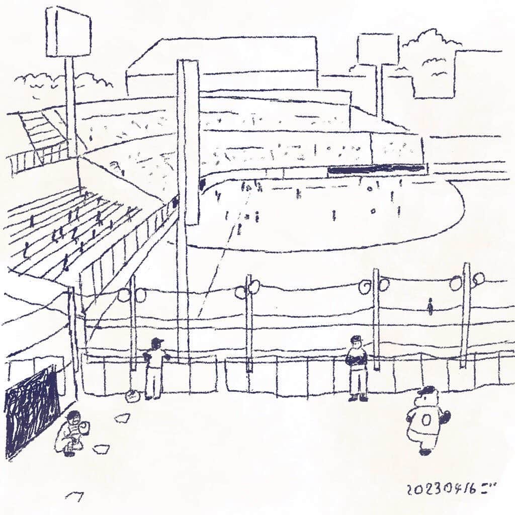 合田経郎のインスタグラム：「投球練習。 #週末スケッチ　#らくがき生活　#sketch」