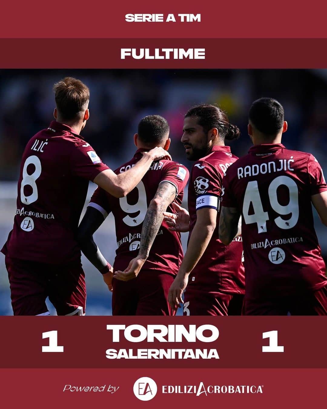 トリノFCのインスタグラム：「Full time ⏱️🐂  #SFT | #TorinoSalernitana」