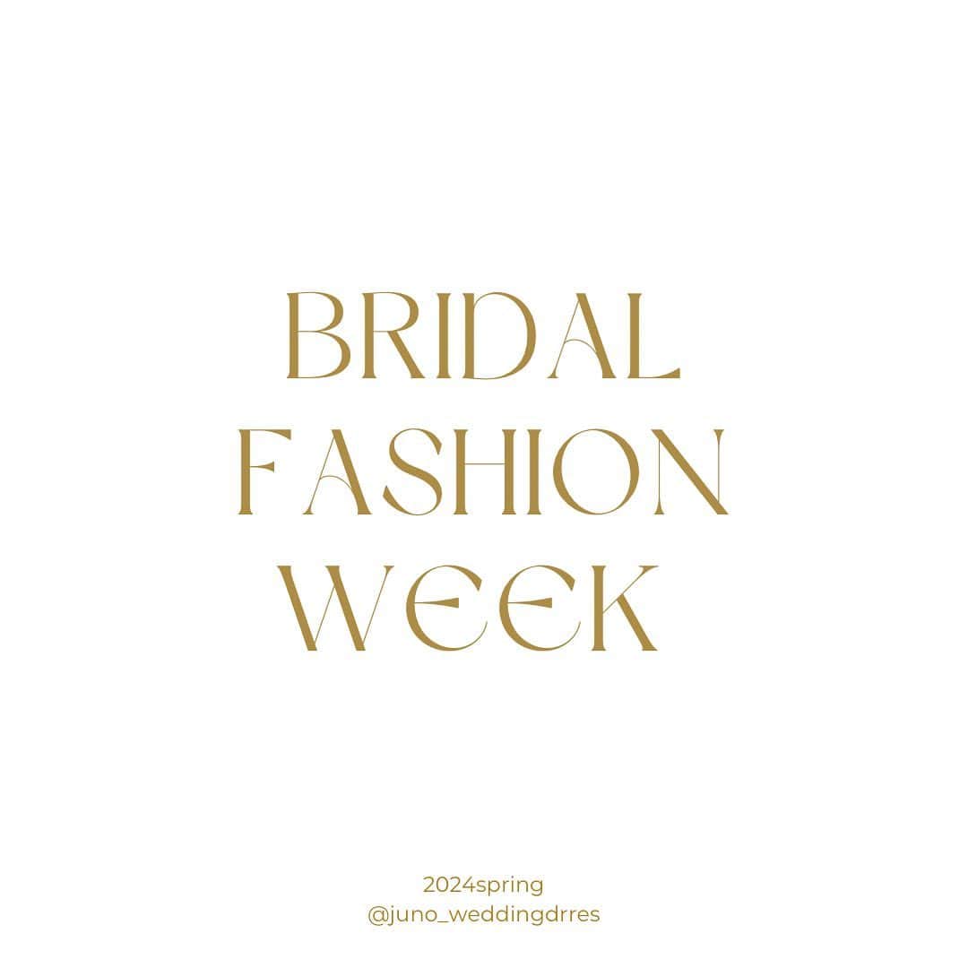 JUNOのインスタグラム：「@juno_weddingdress のアカウントで 引き続き最新の情報をお届けしてまいります。 ぜひお楽しみに🕊  You can see the new collections and latest things of #nybfwspring24 on this account. Please keep checking.  ※画像はNew York bridal fashion weekの ご紹介となります。 全てのドレスを入荷予定ではございませんので 予めご了承ください。  #junowedding #wedding #weddingdress #weddinggown #nybfw2024 #newyorkbridalfashionweek」