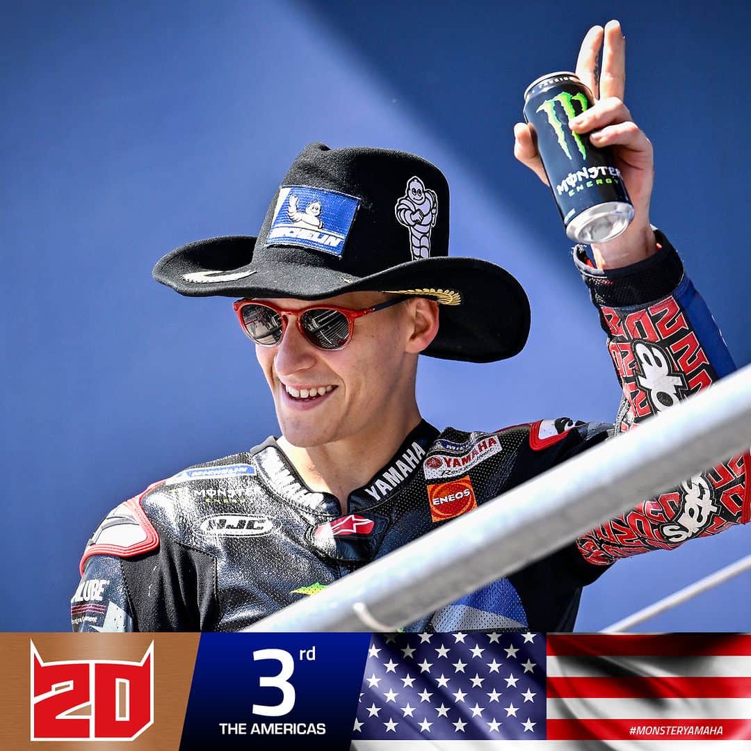 のインスタグラム：「We take our (cowboy) hats off to this man 🤠🙇‍♂️  #MonsterYamaha | #MotoGP | #AmericasGP」