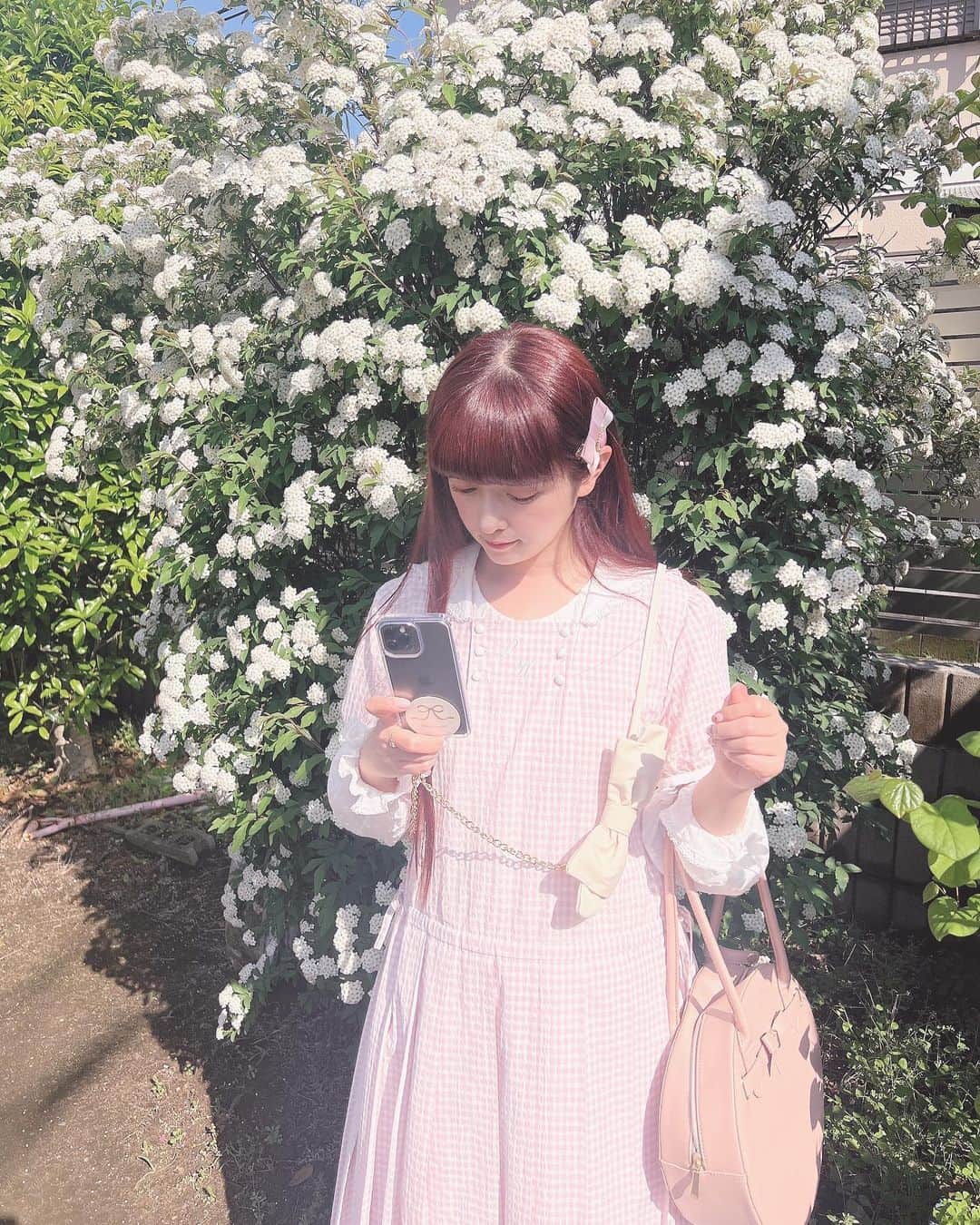 青木美沙子さんのインスタグラム写真 - (青木美沙子Instagram)「自宅の庭のこでまりが満開でした♡♡♡ @pinkhouse_press  さんのワンピース👗」4月17日 11時48分 - misakoaoki