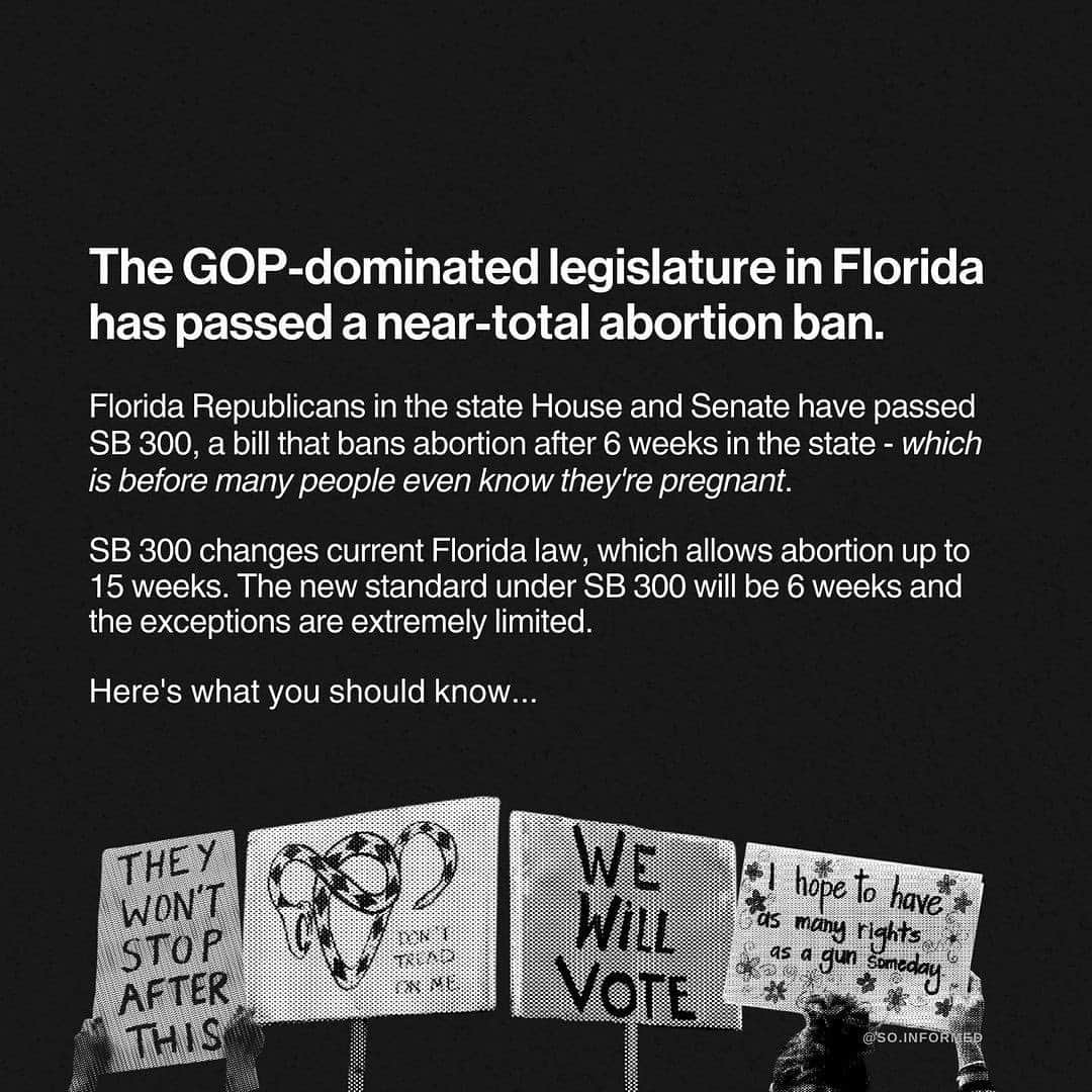 マンディ・パティンキンさんのインスタグラム写真 - (マンディ・パティンキンInstagram)「Repost from @so.informed • The GOP-dominated Florida legislature has passed a near-total abortion ban in the state. The bill now heads to Gov. DeSantis’ desk. When signed, Florida will become one of the most restrictive states for abortion access in the country.」4月17日 22時43分 - mandypatinkin