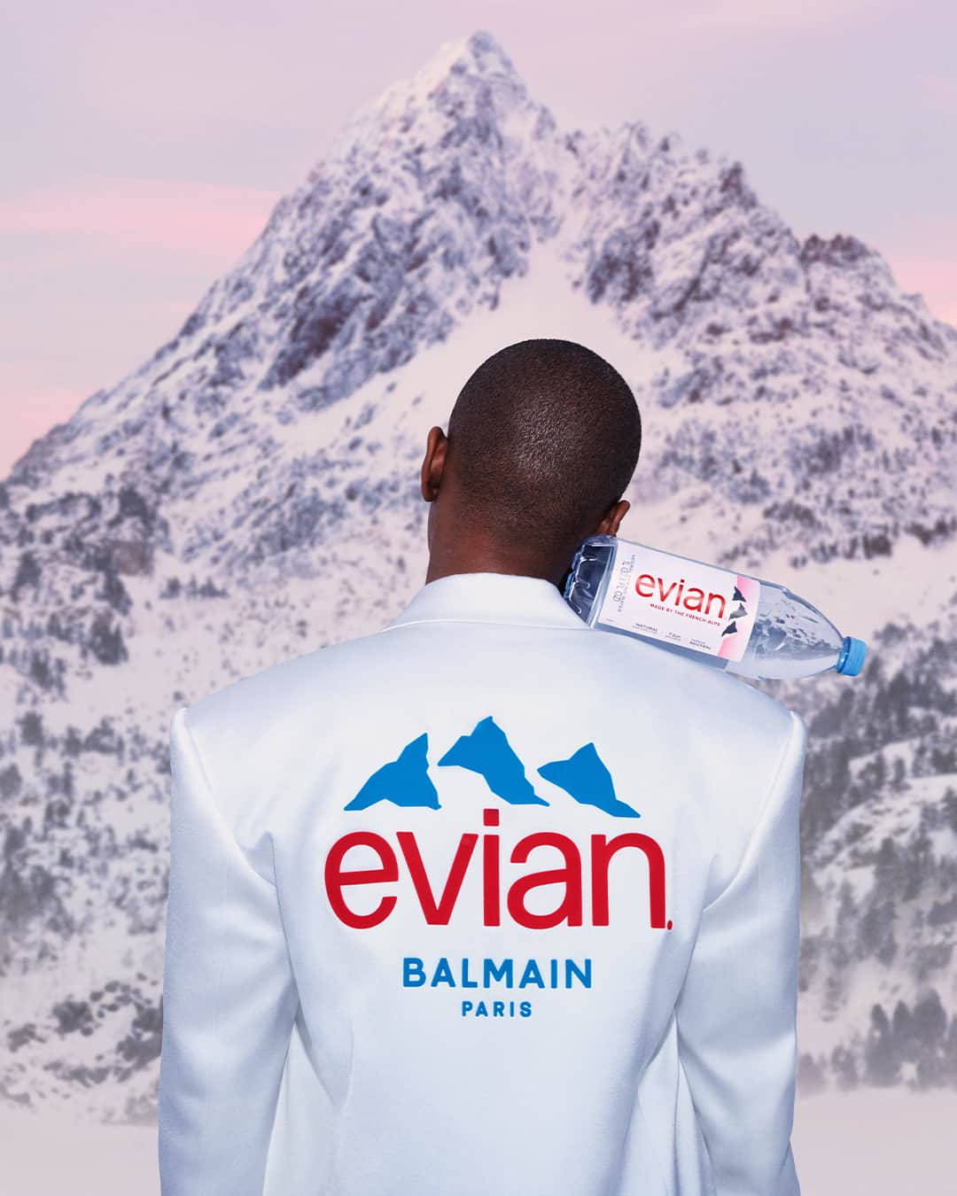 evianのインスタグラム：「BALMAIN x EVIAN ​  From the pioneers that brought us the 2022 limited edition bottle comes a new project that will answer the calls of many. ​  Tomorrow, we launch the second phase of our partnership with the historic Parisian fashion house @Balmain  ​ #BALMAINxEVIAN  @Carlota_Guerrero ​ @LeoWalkinParis ​ @Lamarchebleue​」