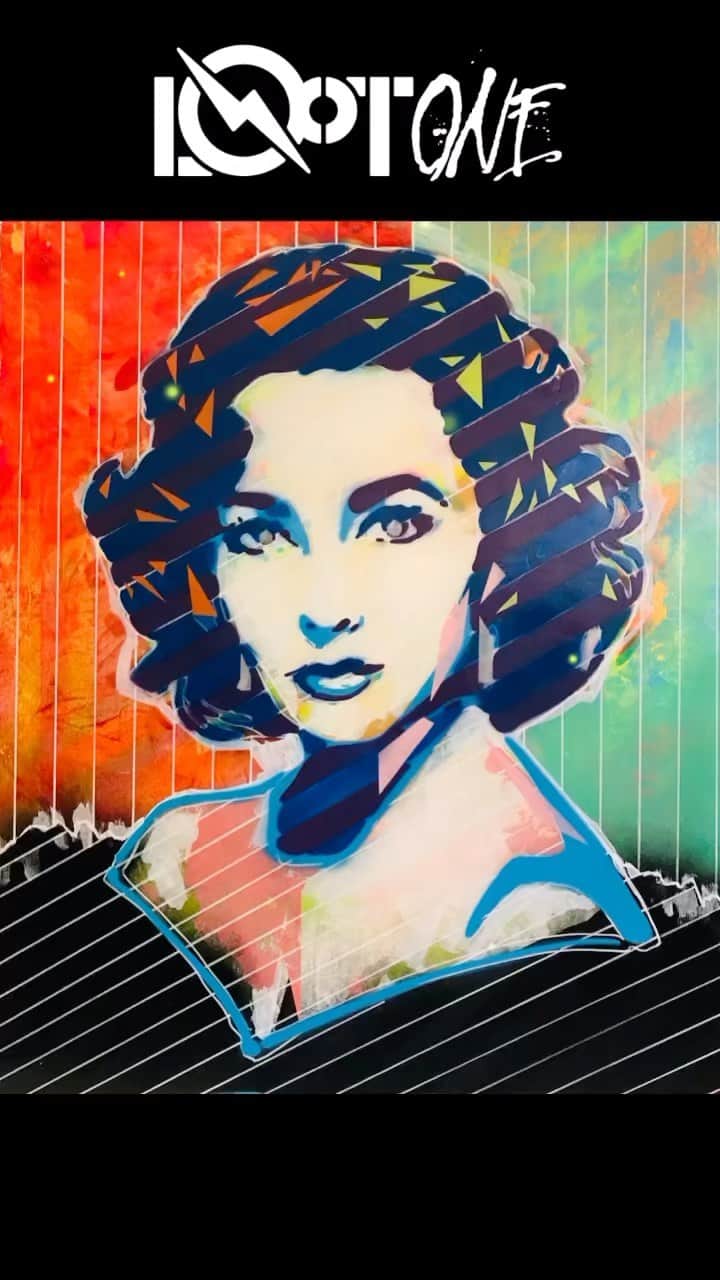 LOOTONEのインスタグラム：「LOOTONE Stencil 2023 "Elizabeth Taylor"  #elizabethtaylor #stencilart #contemporaryart #contemporarypainting #lootone #portrait #graffitiart #artcollective」