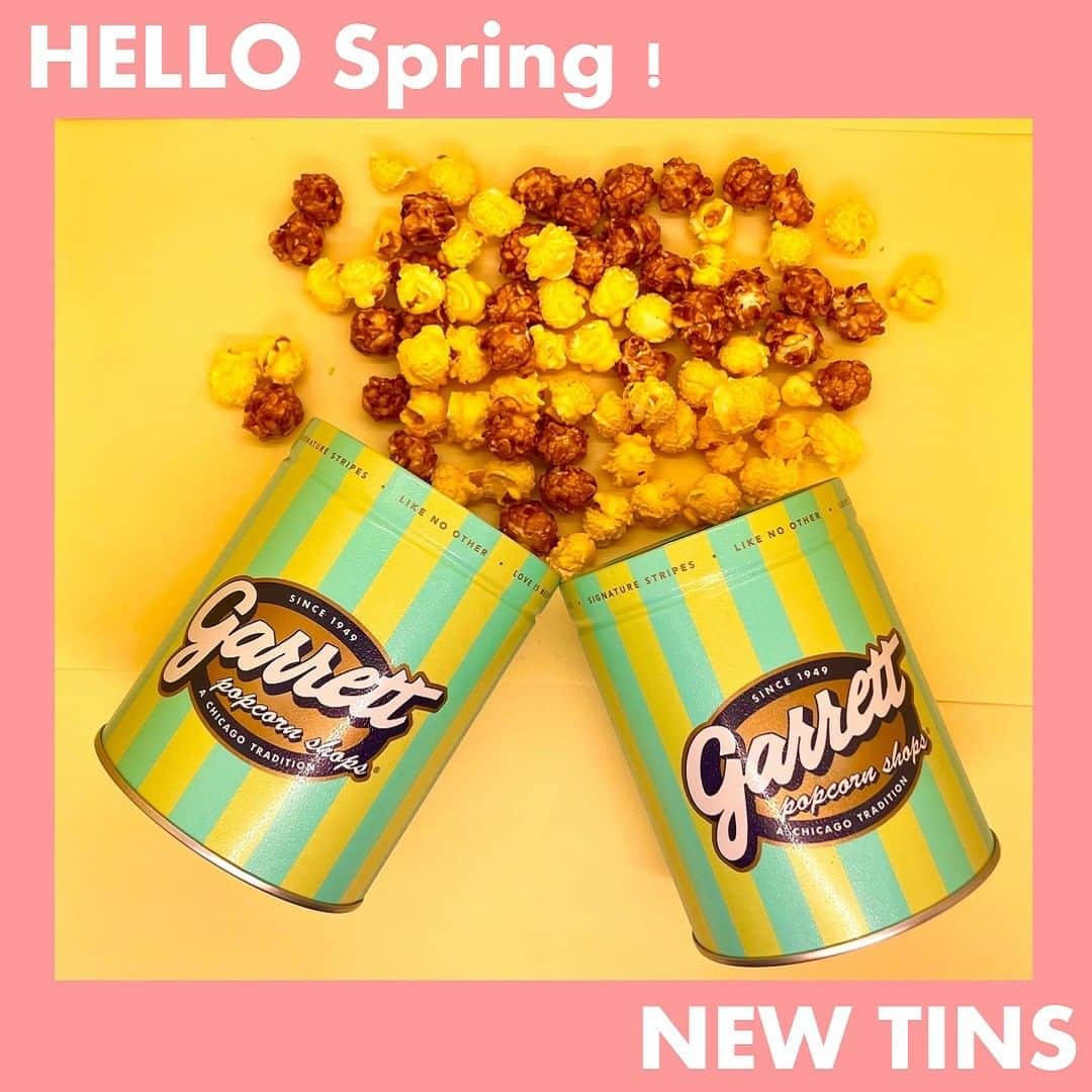 のインスタグラム：「. 春の限定デザイン缶『Spring缶』好評発売中！ 爽やかなグリーンとイエローのパステルカラーのストライプが春気分を盛り上げます。 新発売の 『ソルティハニー アーモンド』はもちろん、お好きなレシピと組み合わせていただけます。 是非お試しください👌   #garrett #garrettpopcorn #garrettjp #popcorn #ギャレット #ギャレットポップコーン #ギャレットポップコーンショップス #ポップコーン #原宿 #酒々井プレミアムアウトレット #名古屋  #南町田グランベリーパーク #土岐プレミアムアウトレット #岡崎」