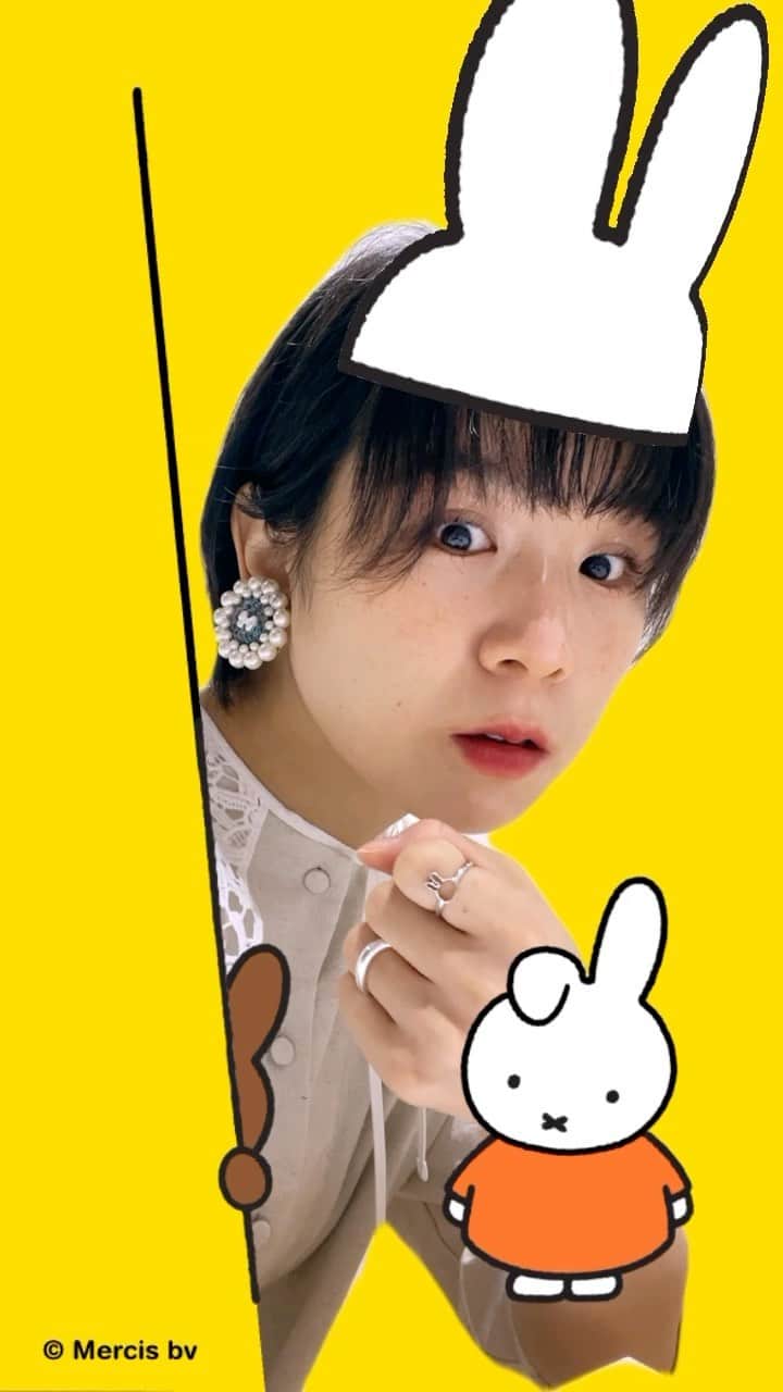 光永のインスタグラム：「こんなフィルターもあったんですね〜〜 ミッフィーコーデだったから嬉しくて撮ったやつです🐇🍓 (そしてなんとこの動画は去年の夏撮って載せ忘れてたやつです) ㅤㅤㅤㅤㅤㅤㅤㅤㅤㅤㅤㅤ #ミッフィー #ミッフィー好きと繋がりたい  #ミッフィーグッズ  #pinkoixmiffy」