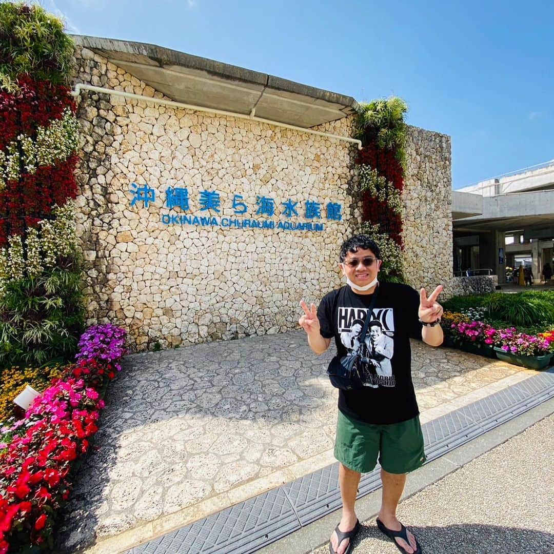 昴生さんのインスタグラム写真 - (昴生Instagram)「美ら海！！ #初めて行ってきました！ #美ら海水族館！ #綺麗ねー！ #水槽でかいねー！ #ジンベエザメずっと上ばっかり泳ぐねー！ #イルカショーで40年生きてるイルカおったねー！ #賢かったねー！ #というかそれにしても #暑いって！ #沖縄もう暑いって！ #歩いてるだけで汗だくやって！ #息子抱っこしてたらもう二人とも汗だくやって！ #お互いびしゃびしゃ！ #行きも帰りも車の中は #BEGINとBOOM！ #島人ぬ宝と神様の宝石でできた島！ #あー #風になりたい！」4月17日 18時38分 - mikikousei