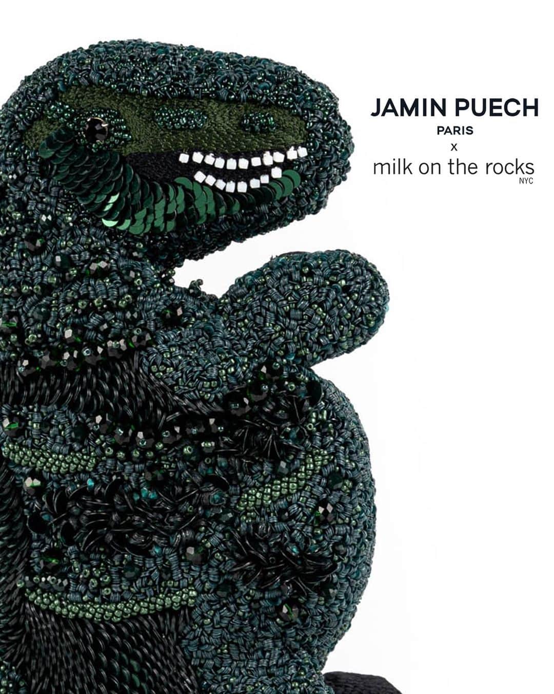 ジャマンピュエッシュさんのインスタグラム写真 - (ジャマンピュエッシュInstagram)「Jamin Puech unveils its first collaboration with Milk on the Rocks, a kids' brand that emphasizes graphic designs and humor - the values we share!  This little dinosaur-shaped bejeweled bag is entirely hand-embroidered with glass beads and colorful sequins.  @milkontherocksnyc  #jaminpuech #milkontherocksnyc #xraydino #dinosaurbag #embroideredbag」4月17日 19時22分 - jaminpuech
