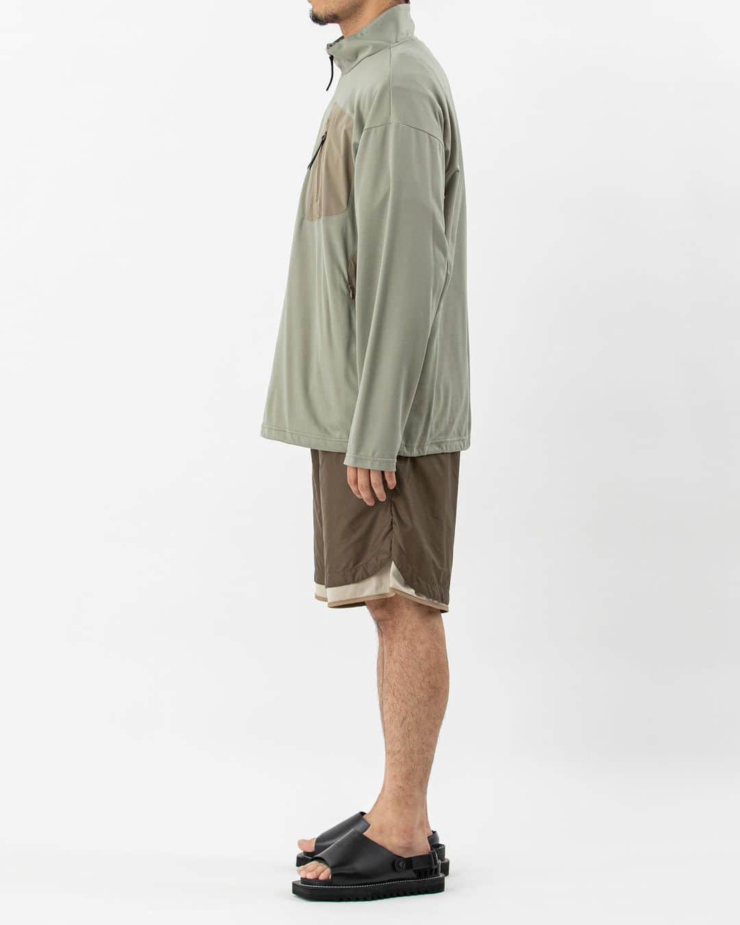 ミーンズワイルのインスタグラム：「MW-CT23107 Ice Touch Half Zip SH  MW-PT23111 Ice Touch Sweat Shorts」