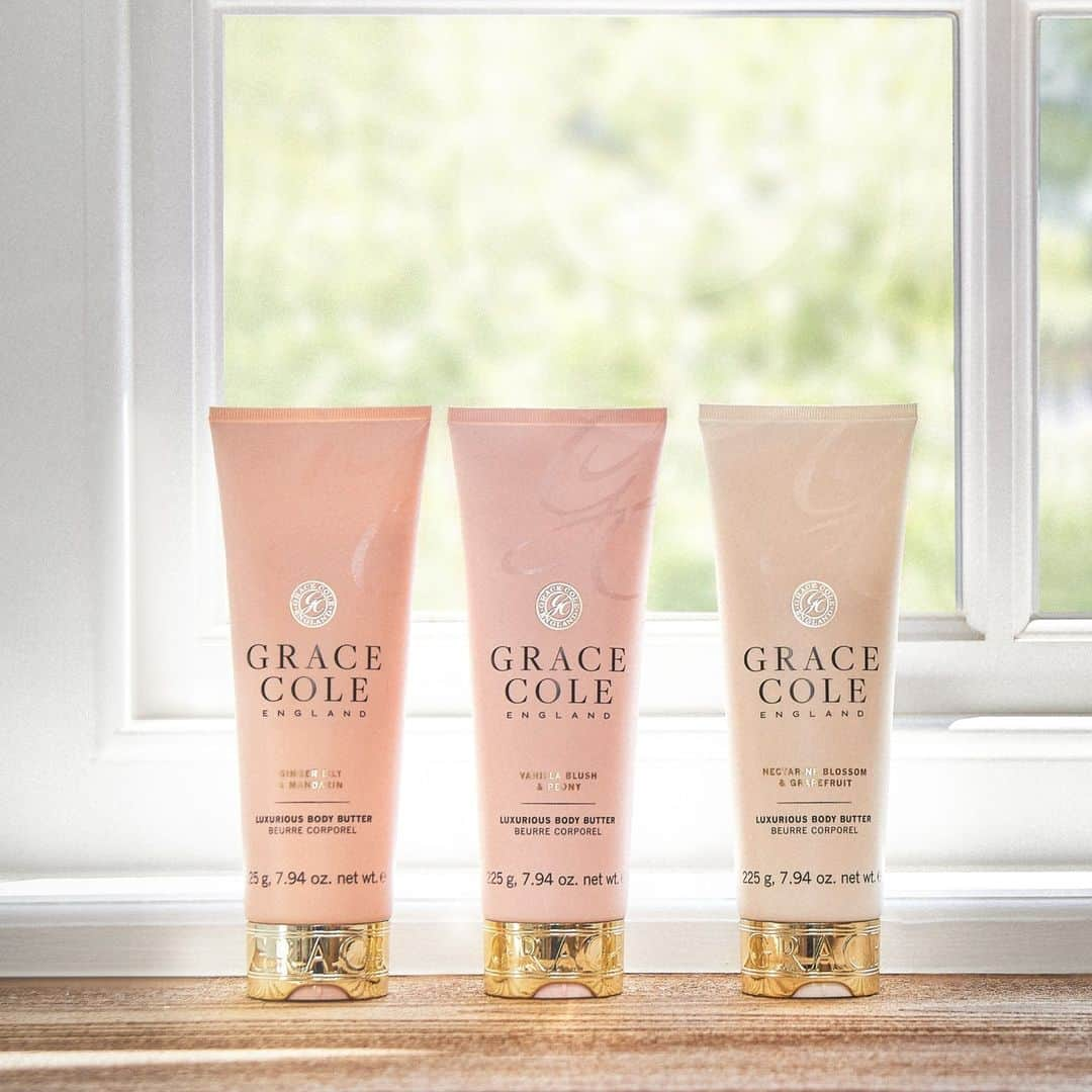 Grace Coleのインスタグラム：「Treat yourself to a moment of indulgence with our luxurious Body Butter. Thick and smooth in texture, the formula harnesses the moisturising powers of Shea Butter to leave your skin feeling nourished and hydrated.⁠ #SofterSkin #HealthyGlow #BodyButter #GraceCole #Vegan」