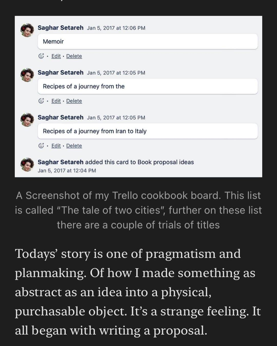 Saghar Setarehさんのインスタグラム写真 - (Saghar SetarehInstagram)「With only a couple of weeks left to the publication of #PomegranatesAndArtichokes, I have decided to share the story of how this book was created with my @substackinc subscribers in a trilogy of posts that I’ve named “Making P&A”. I have personally found learning about the creative process of other writers/photographers/creators very instructing and even amusing, so I thought you might also be interested to learn how this book came to be.  The story of the genesis of Pomegranates & Artichokes has two parts: one is a story of intuition, magic and faith. I’m writing about this creative process for one of my favorite publications, but I have decided to write about what came after that faithful moment of having the idea.  The first part of “Making P&A” series on substack is a story of practicality and pragmatism, and it’s how I wrote (and sold) my cookbook proposal. In recent years I have seen even more material than before on this topic but a few years ago it was a bit hard to find all the pieces. This is something I wish I had had access to when I decided I wanted to write a cookbook.   So if you’ve ever wondered how to get published, or if you’re just curious how it’s done, I suggest you have a read at labnoon.substack.com or at the link in my bio.   Then please let me know what you think in the comments.   These posts are free until the end of May, the publication months and then will be available to paid subscribers only.  #LabNoonCookbook #NoonNewsletter  Cover 📷 @valentinahortus」4月17日 23時33分 - labnoon