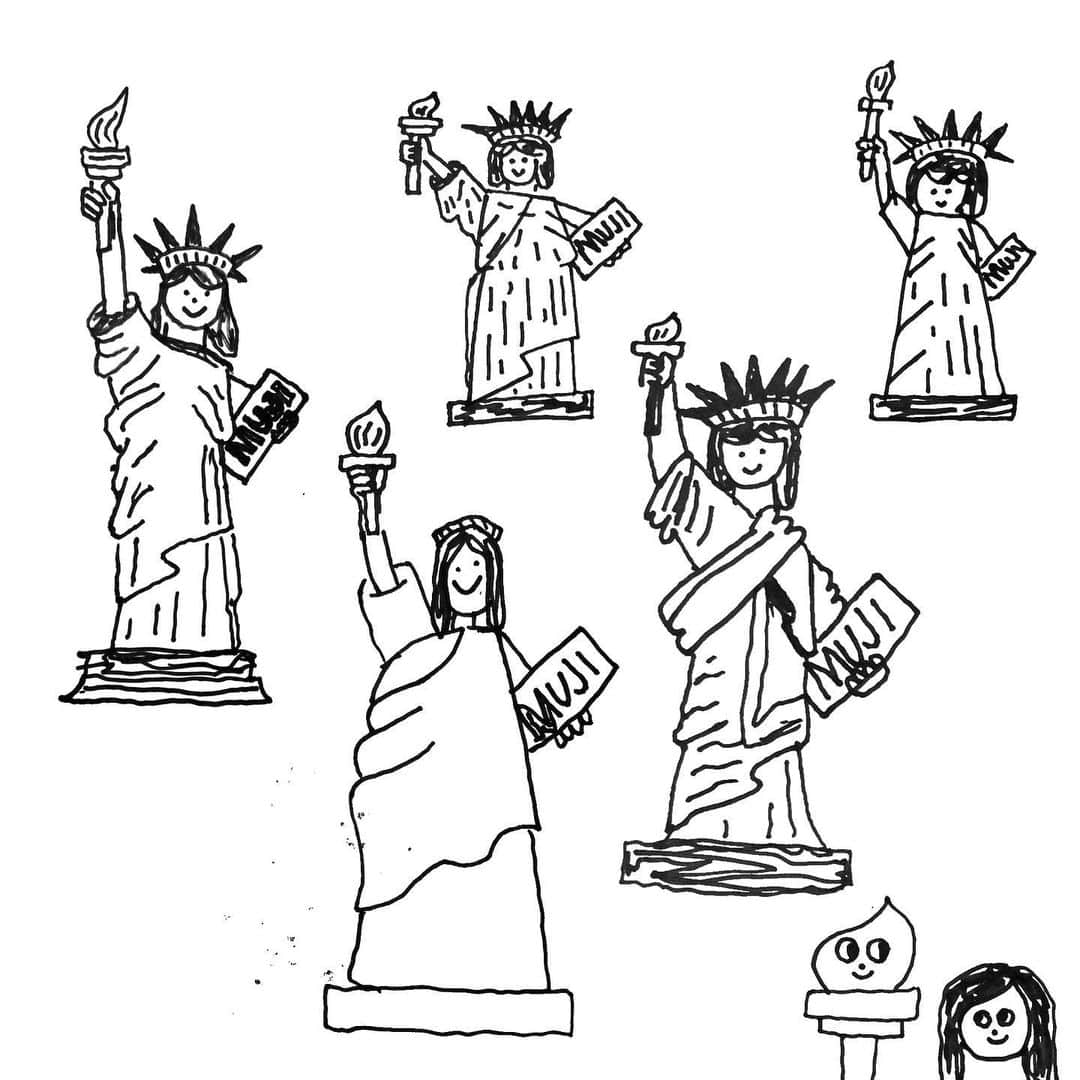 Jason G. Sturgillのインスタグラム：「My original Lady Liberty sketches for the MUJI project I posted last week.」