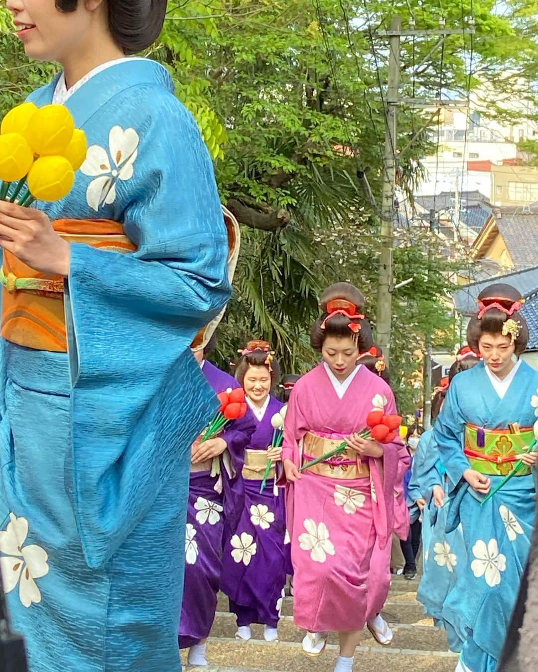 吉田サラダさんのインスタグラム写真 - (吉田サラダInstagram)「氷見に移住して初めて『まるまげ祭り』を見ることができました。 風情があって素敵なお祭りでした。  　この祭りは、かつて街の芸妓たちが年に一度、既婚女性の髪形とされている「まるまげ」を結い、市内の千手寺にある観音に幸せな結婚を願って参ったことが始まりとされているんです  「サラダさんは、まるまげ結わないんか？」と沢山の人から言われ  「既婚や！そして男やー！そして伝統ある祭りでそんなことしたらダメに決まってるでしょー！」とツッコミを入れていたんですが  千手寺のご住職さんからも「サラダさん、まるまげ結わないのか？」と言われたのには驚きました。笑  氷見は楽しい街です  #まるまげ祭り  #富山県 #氷見市 #移住芸人 #吉田サラダ  #千手寺」4月18日 1時29分 - monoiiyoshida