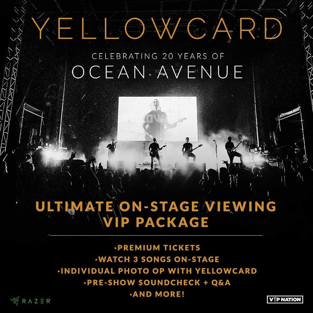 Yellowcardさんのインスタグラム写真 - (YellowcardInstagram)「Are you ready to scream your lungs out with us this summer?! Our Celebrating 20 Years of Ocean Avenue 2023 tour with Mayday Parade, Story of the Year, Anberlin and This Wild Life is brought to you by Razer! All dates on sale now. Slide through to see available show dates and VIP package details. ⬅️ . . . . . . @razer @vipnation @williamryankey @smackinyc @joshportman @ryanmichaelmendez  . #yellowcardband #yellowcard #poppunk #emo #oceanavenue #storyoftheyear #maydayparade #thiswildlife #anberlin」4月18日 1時33分 - yellowcard