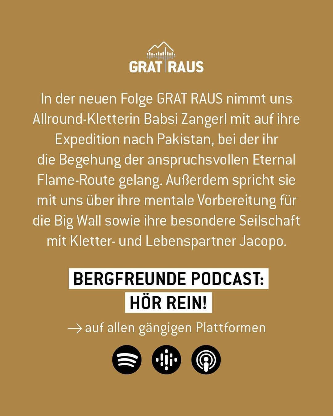 バーバラ・ザンガールさんのインスタグラム写真 - (バーバラ・ザンガールInstagram)「Könntet Ihr euch vorstellen, an einer Big Wall zu klettern? 🧗‍♀️   In unserer neuen Podcast-Folge erzählt @babsizangerl von ihrer Expedition nach Pakistan und vor allem, wie sie sich darauf - physisch und psychisch - vorbereitet hat!  Hört jetzt rein! Überall wo's Podcasts gibt und im Link in der Bio.   #bergfreunde #babsizangerl #podcast #gratraus #expedition #mountains #mountaineering #pakistan #explore #exploring」4月18日 1時33分 - babsizangerl