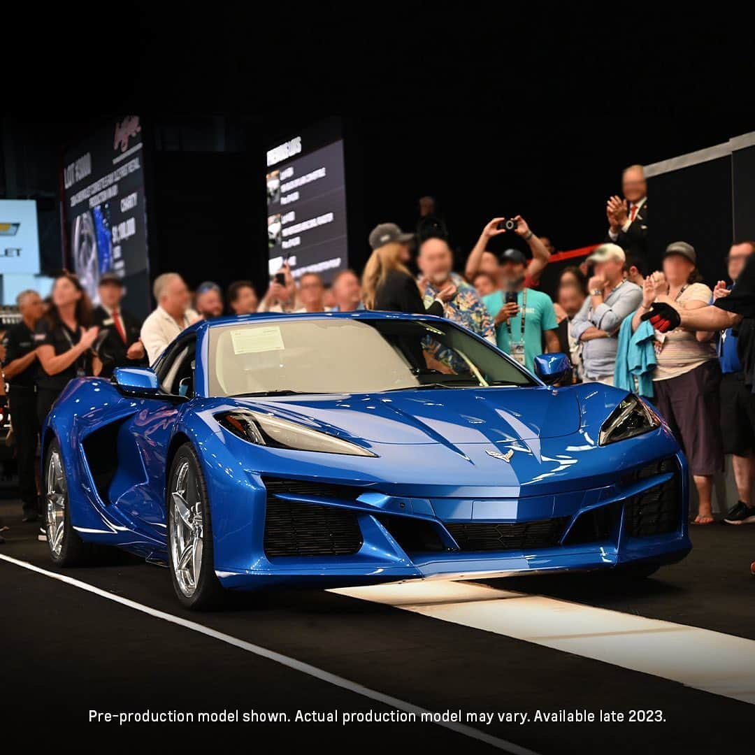 Corvetteのインスタグラム：「VIN 001 like none. The first retail production #Corvette #ERay was auctioned at @barrett_jackson this weekend, with 100% of the profits benefiting @donorschoose.」